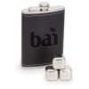 GT-48 Flask & Whiskey Cube Leatherette Set BLACK